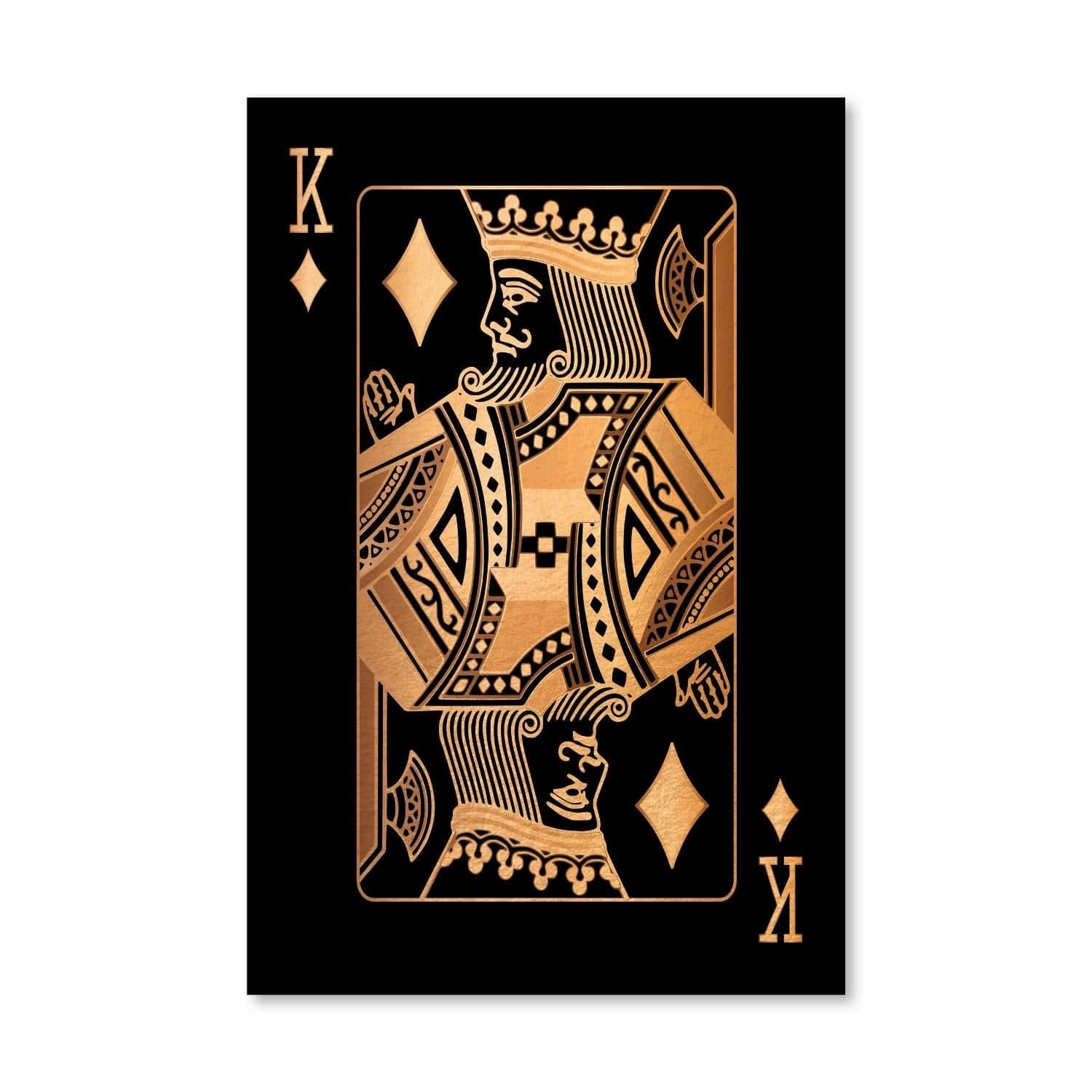 King of Diamonds - Gold Canvas Art Clock Canvas