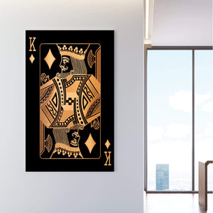 King of Diamonds - Gold Clock Canvas