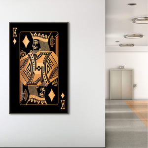 King of Diamonds - Gold Clock Canvas