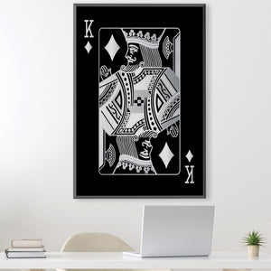 King of Diamonds - Silver Canvas Art Clock Canvas