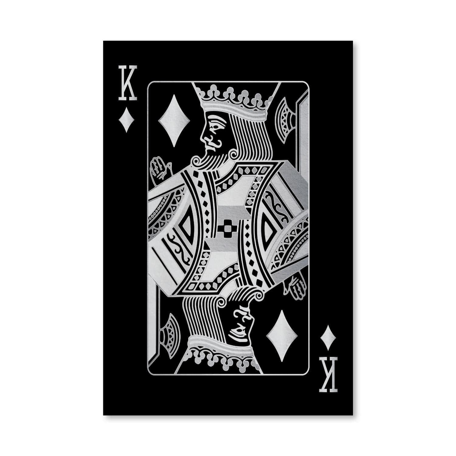 King of Diamonds - Silver Canvas Art Clock Canvas