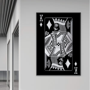 King of Diamonds - Silver Clock Canvas