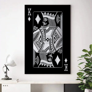 King of Diamonds - Silver Clock Canvas