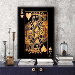 King of Hearts - Gold Canvas Art Clock Canvas