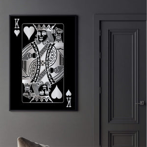 King of Hearts - Silver Clock Canvas