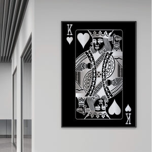 King of Hearts - Silver Clock Canvas