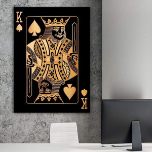 King of Spades - Gold Canvas Art Clock Canvas