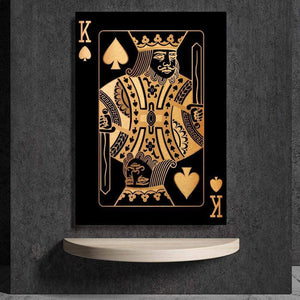 King of Spades - Gold Canvas Art Clock Canvas
