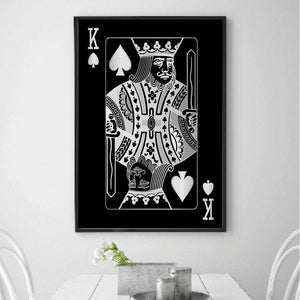 King of Spades - Silver Clock Canvas
