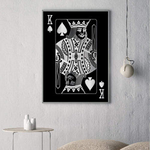 King of Spades - Silver Clock Canvas