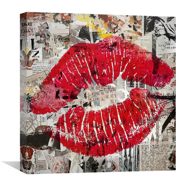 Kiss Collage Canvas Art 30 x 30cm / Unframed Canvas Print Clock Canvas