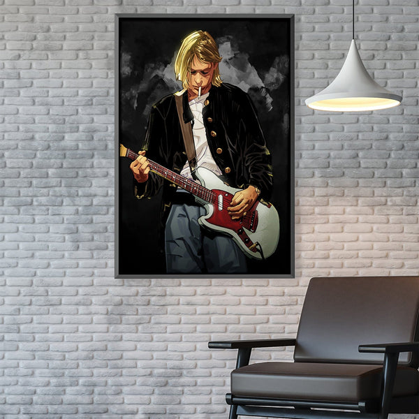 Kurt Cobain Vertical Framed Premium Gallery shops Wrap Canvas