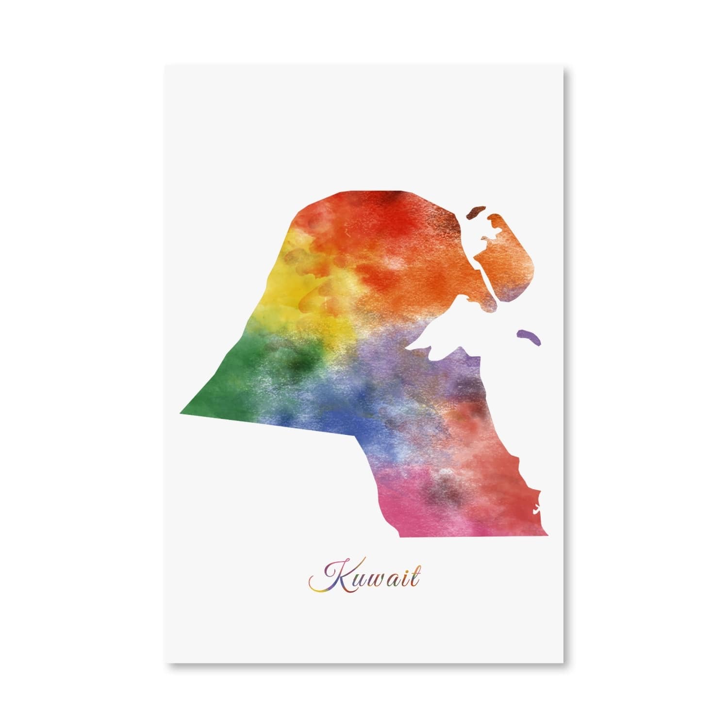 Kuwait Rainbow Canvas Art Clock Canvas