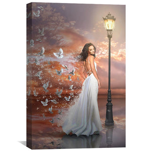 Lady and The Doves Canvas Art Clock Canvas