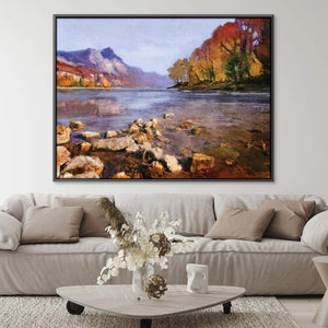 Lakeside Autumn Canvas Art Clock Canvas