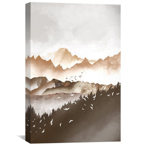 Layered Brown Mountains Canvas Art Clock Canvas