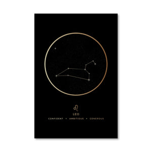 Leo Traits Gold Canvas Art 40 x 50cm / No Board - Canvas Print Only Clock Canvas