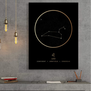 Leo Traits Gold Canvas Art Clock Canvas