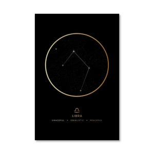 Libra Traits Gold Canvas Art 40 x 50cm / No Board - Canvas Print Only Clock Canvas