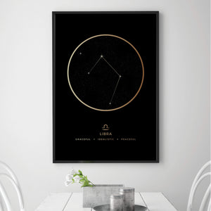 Libra Traits Gold Canvas Art Clock Canvas