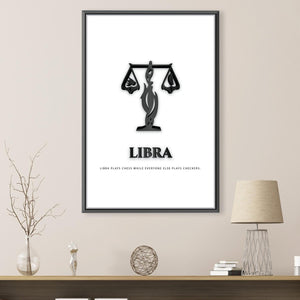 Libra - White Canvas Art Clock Canvas