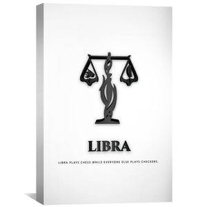 Libra - White Canvas Art 30 x 45cm / Unframed Canvas Print Clock Canvas