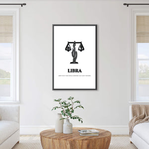 Libra - White Clock Canvas