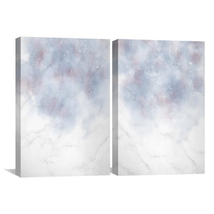 Light Abstract Canvas Art Set of 2 / 30 x 45cm / Unframed Canvas Print Clock Canvas