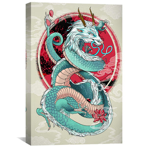 Light Blue Smoke Dragon Canvas Art Clock Canvas