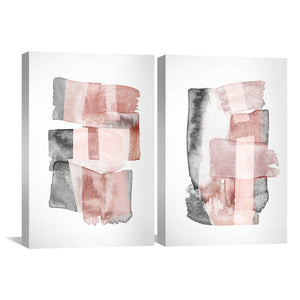 Light Contrast Canvas Art Set of 2 / 30 x 45cm / Unframed Canvas Print Clock Canvas