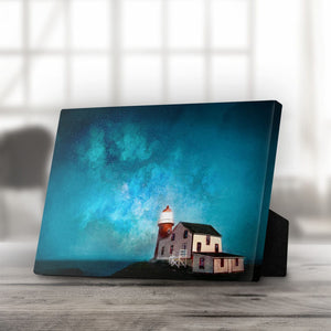 Lighthouse and the Stars Desktop Canvas Desktop Canvas 25 x 20cm Clock Canvas