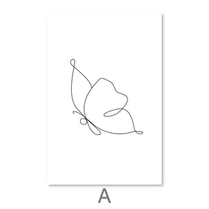 Line Butterflies Canvas Art A / 30 x 45cm / Unframed Canvas Print Clock Canvas