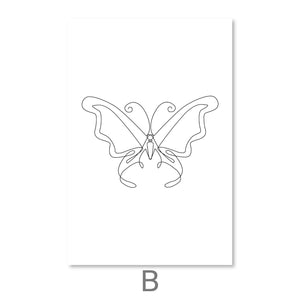 Line Butterflies Canvas Art B / 30 x 45cm / Unframed Canvas Print Clock Canvas