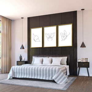 Line Butterflies Canvas Art Clock Canvas