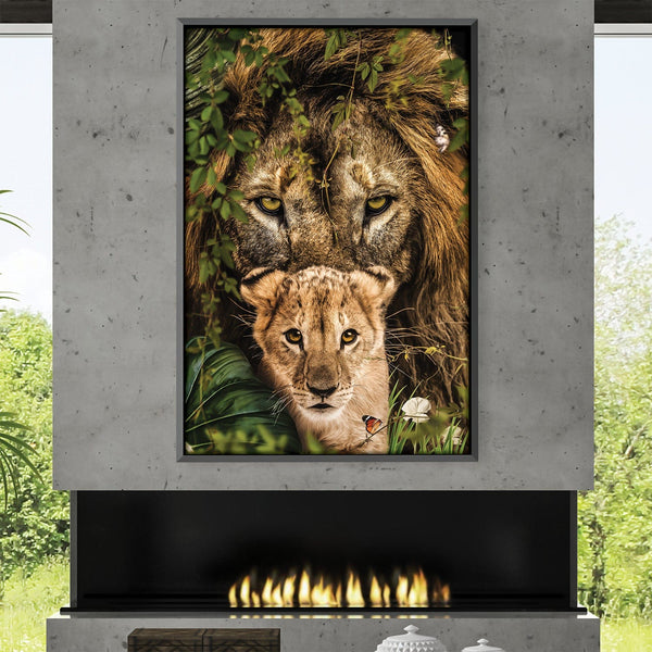 Lion and Cub 2 Canvas Art 30 x 45cm / Unframed Canvas Print Clock Canvas