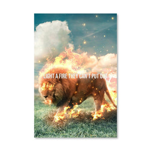 Lion Fire Canvas Art Clock Canvas