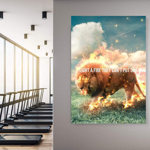 Lion Fire Clock Canvas