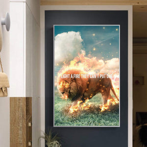 Lion Fire Clock Canvas