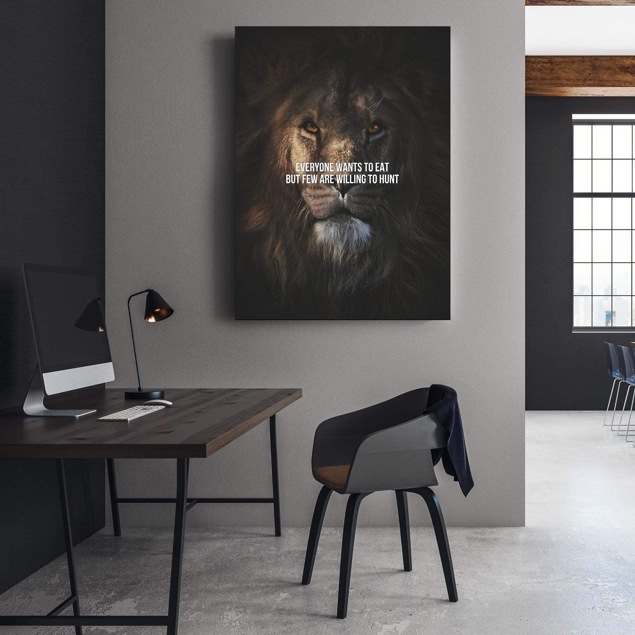 Lion Hunt Clock Canvas