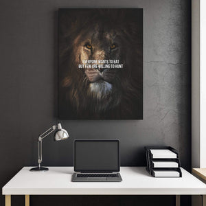 Lion Hunt Clock Canvas
