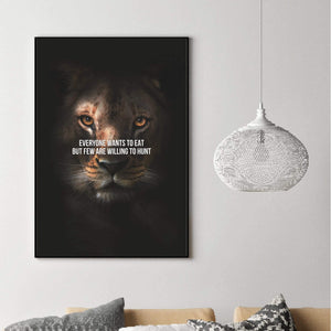 Lioness Hunt Clock Canvas
