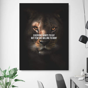 Lioness Hunt Clock Canvas
