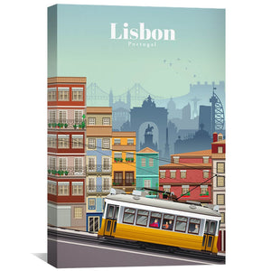 Lisbon Canvas - Studio 324 Art 30 x 45cm / Unframed Canvas Print Clock Canvas