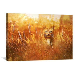 Little Tiger in the Grass Canvas Art Clock Canvas