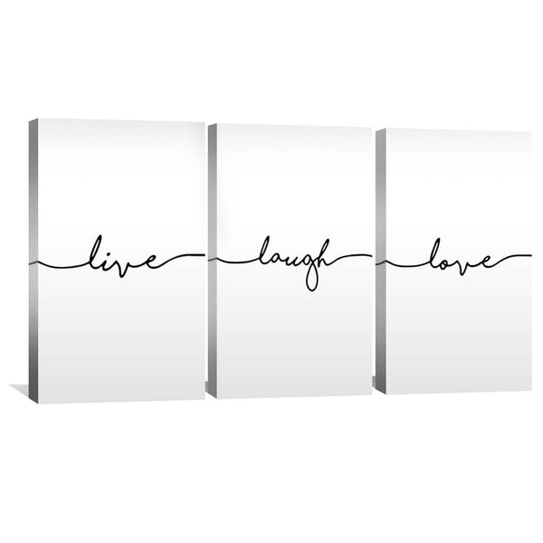 Live Laugh Love Canvas Art Set of 3 / 40 x 60cm / Unframed Canvas Print Clock Canvas