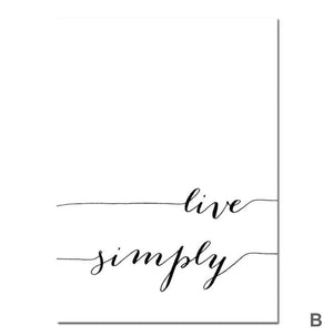 Live Simply Canvas Art B / 40 x 50cm / No Board - Canvas Print Only Clock Canvas