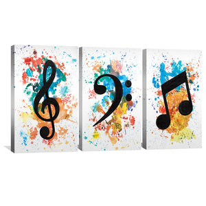 Lively Notes Canvas Art Set of 3 / 40 x 50cm / Unframed Canvas Print Clock Canvas