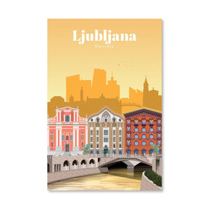 Ljubljana Canvas - Studio 324 Art Clock Canvas