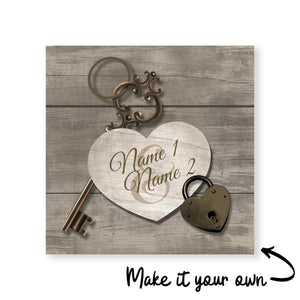 Lock and Key Canvas Art Clock Canvas