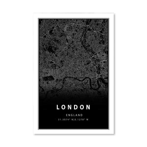 London Black Map Canvas Art Clock Canvas